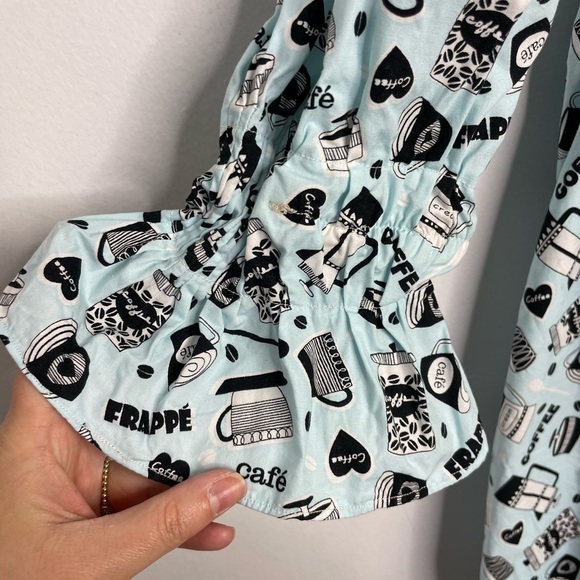 COFFEE theme novelty smock sleeve mini dress - Picture 4 of 10